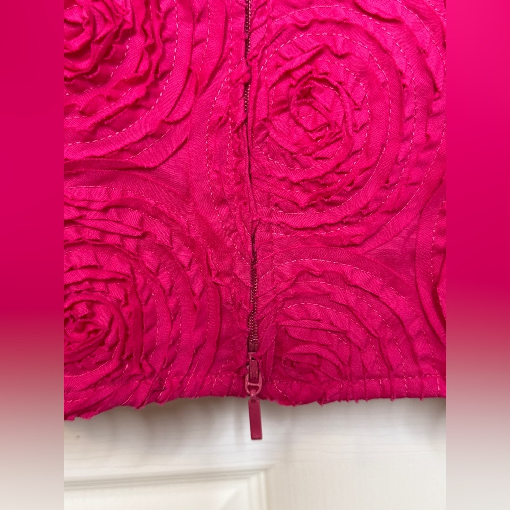 Samuel Dong Rosette Appliquéd Design Double Zip Top Pink NWT - Picture 8 of 9